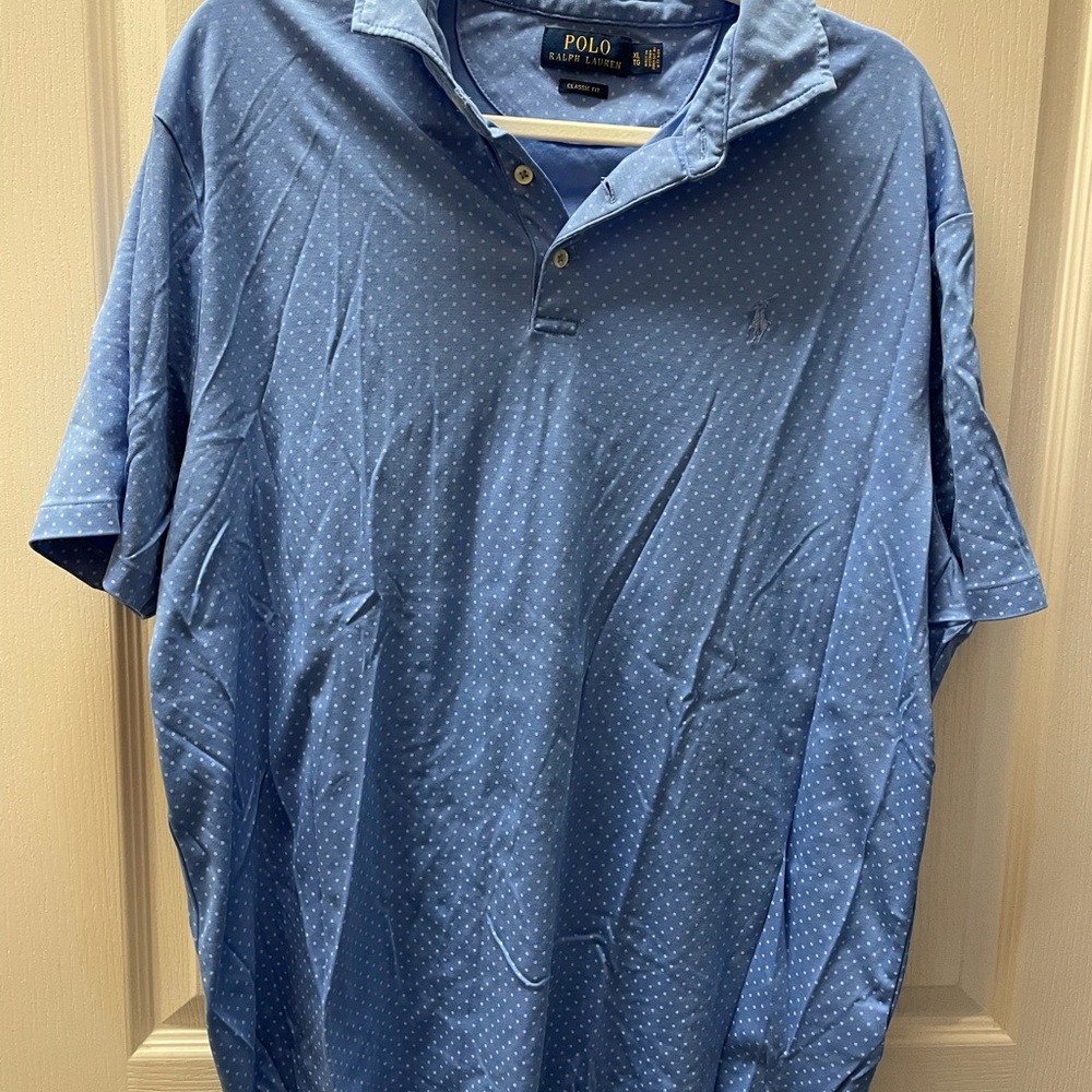 Ralph Lauren Men's Polka Dot Blue Polo Shirt